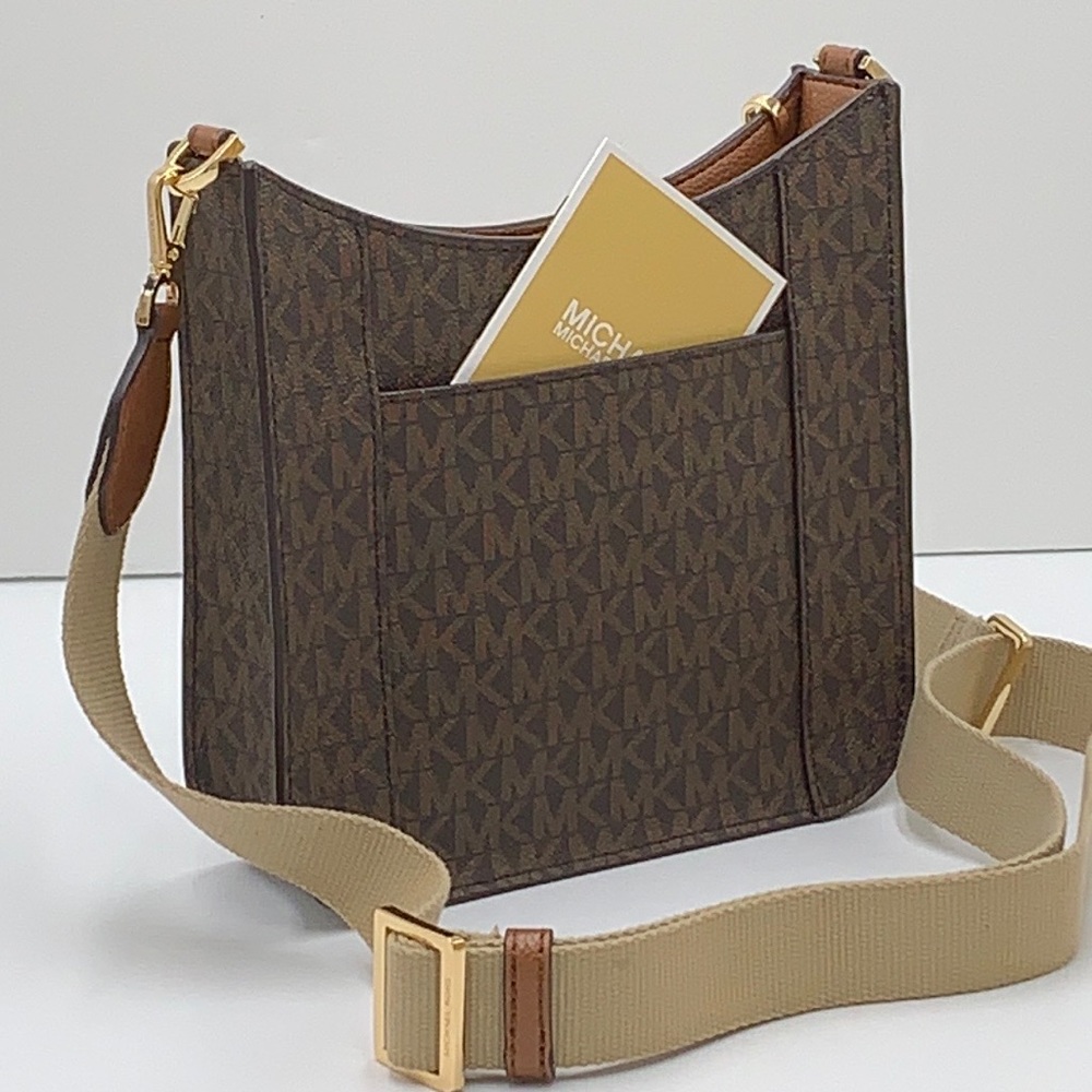 MICHAEL KORS Briley Small Logo Messenger Bag BROWN SIGNATURE COLOR - Picture 4 of 16